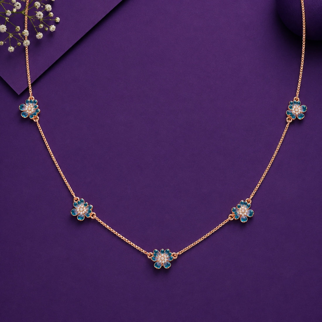 The Azure Blossom Station Rose 925 Silver Chain