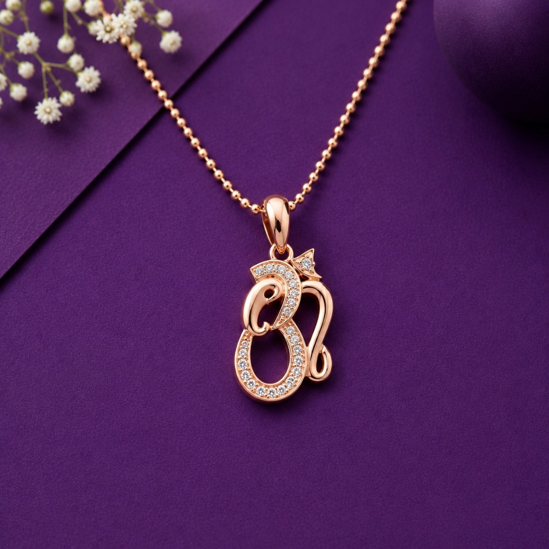 The Sacred Ganesha Omkar 925 Silver Rose Gold Pendant