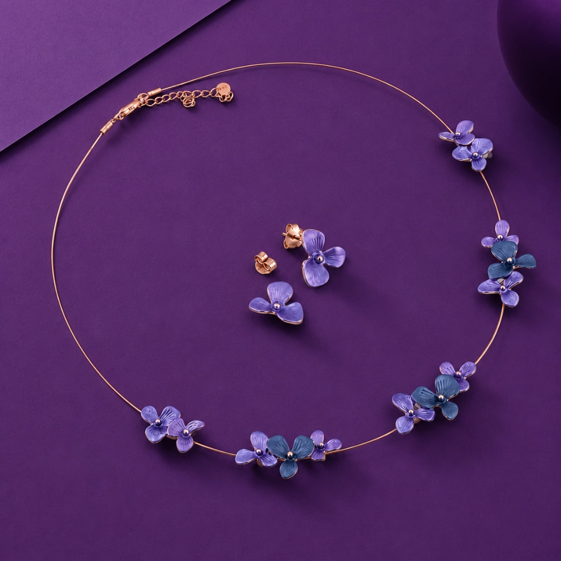 The Wisteria Floating Petal Illusion 925 Silver Necklace Set