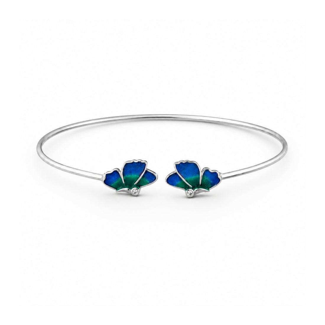 The Azure Ginkgo Open Cuff 925 Silver Kada