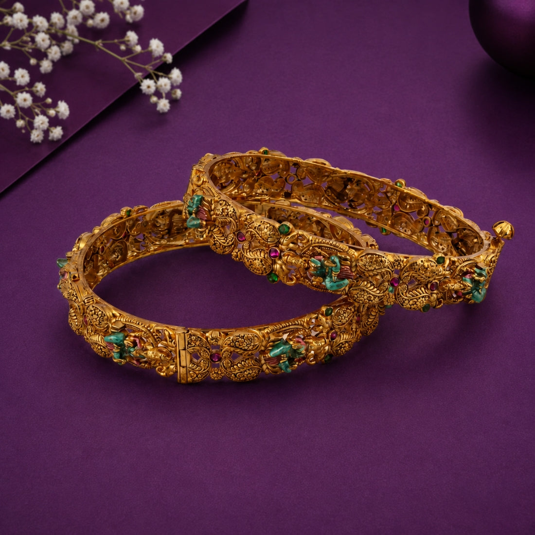 The Visuddha Antique Gold-Plated 925 Silver Nakshi Bangles