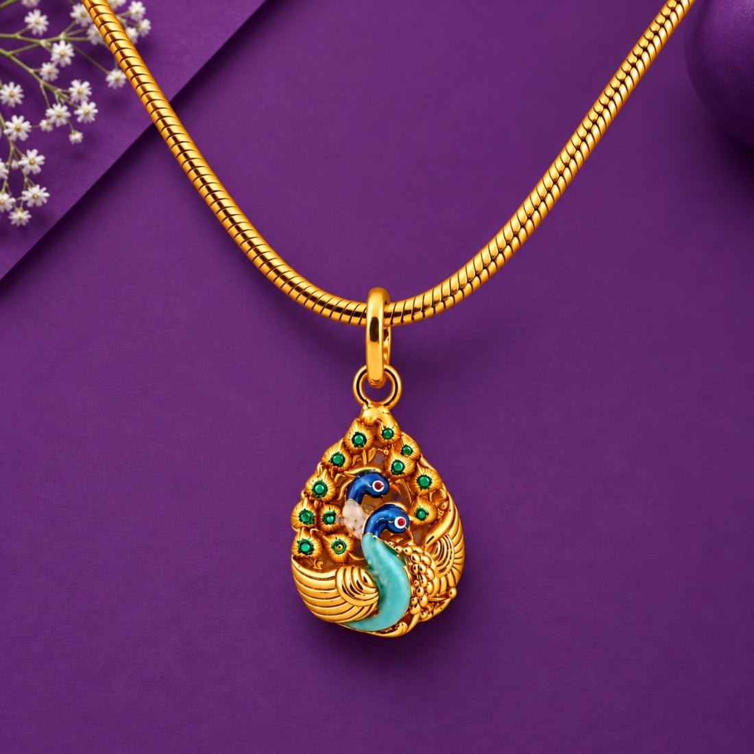 The Mayura Mayil 925 Silver Antique Gold Plated Pendant