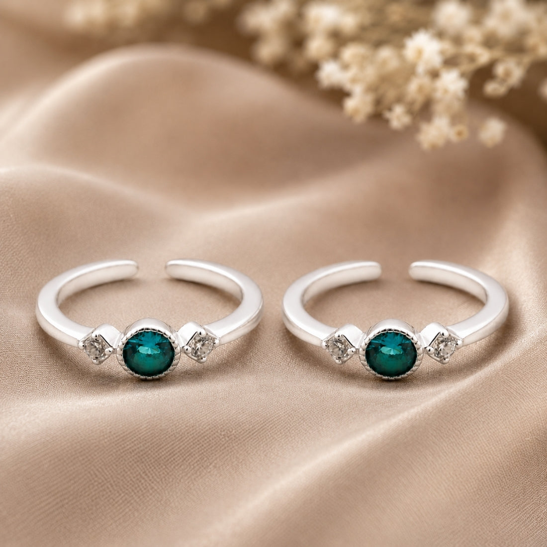 Azure Harmony Adjustable Silver Toe Rings