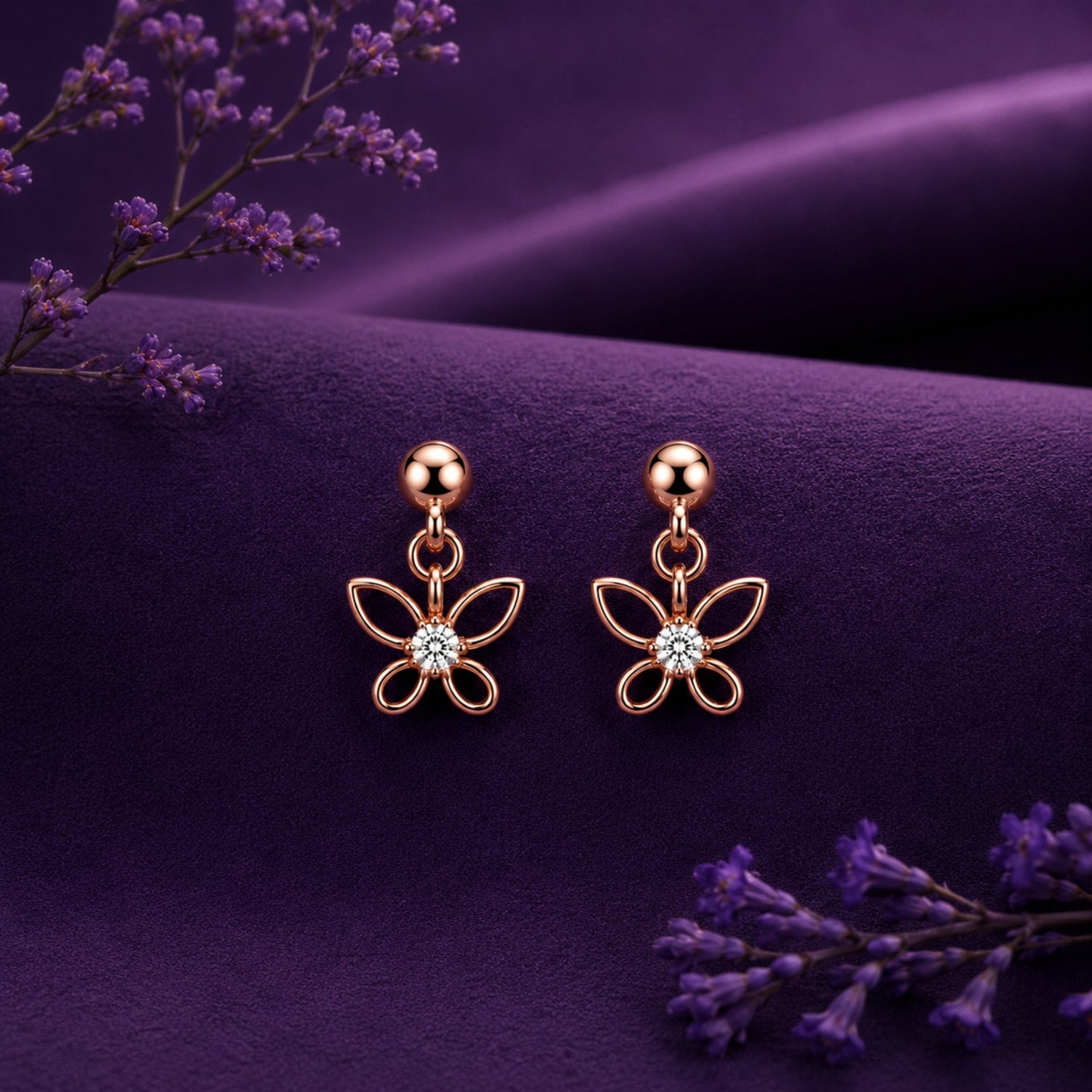 Filigree Hollow Butterfly 925 Pure Sterling Silver Drop Earrings