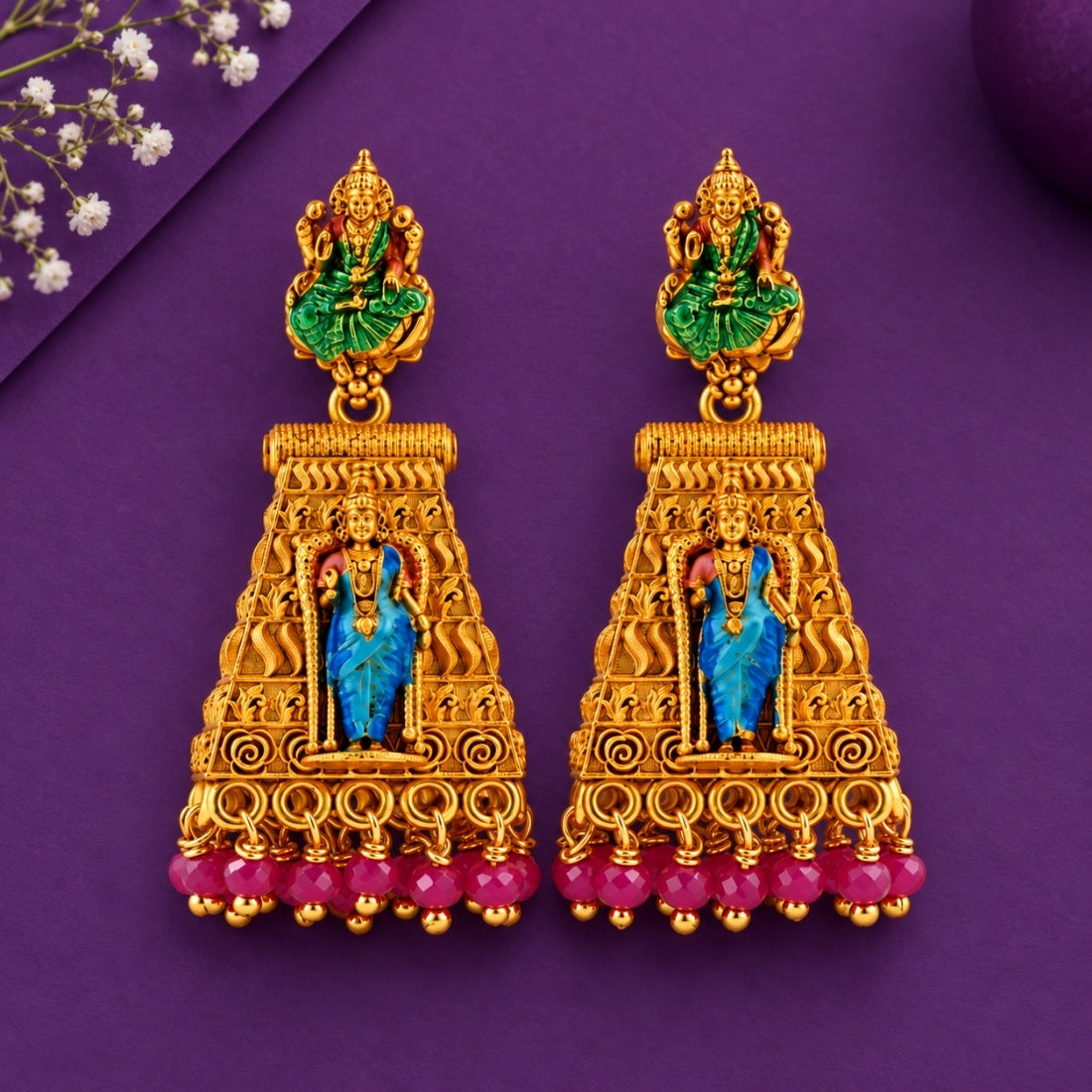 Aura of Lakshmi Temple 925 Silver Gold Plated Jhumkas
