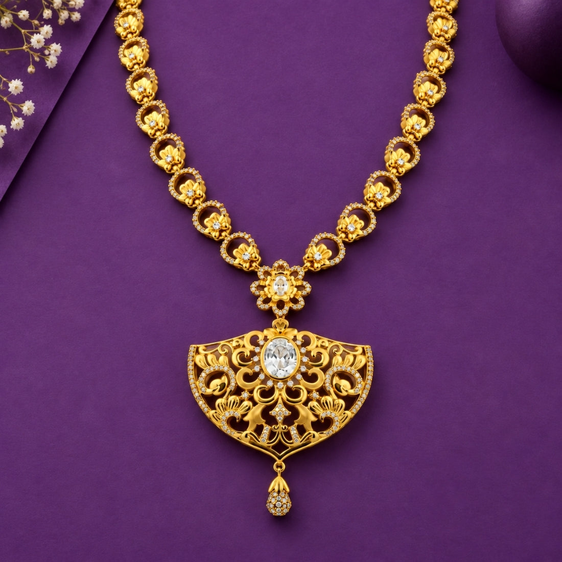 The Royal Rajkumari Filigree 925 Silver Gold Haram