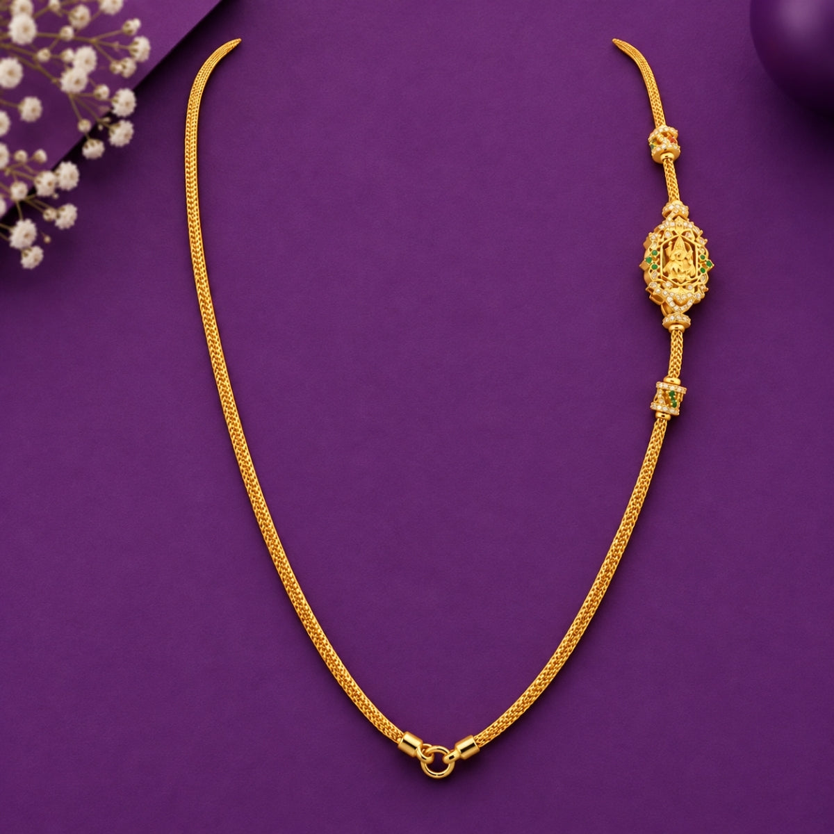 Divine Lakshmi Classic All-Gold 925 Sterling Silver Gold Plated Thali Chain