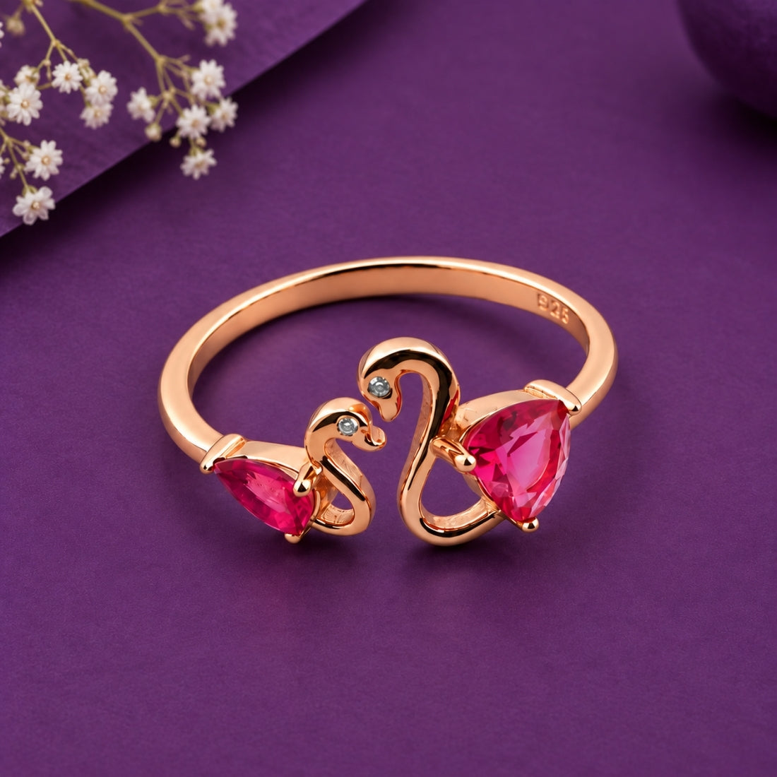 Twin Swan Toi et Moi 925 Silver Ring