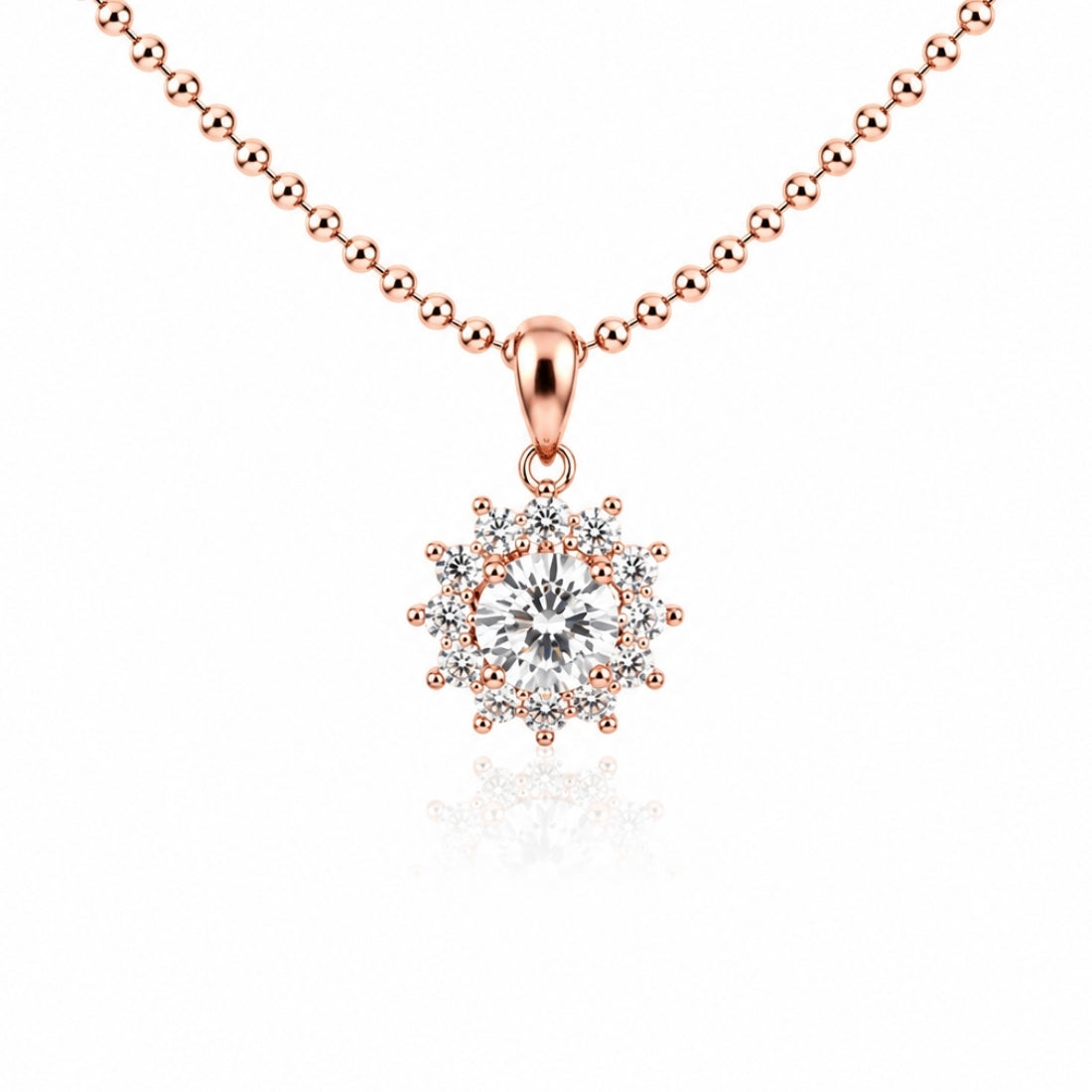 The Radiant Solar Halo 925 Silver Rose Gold Pendant