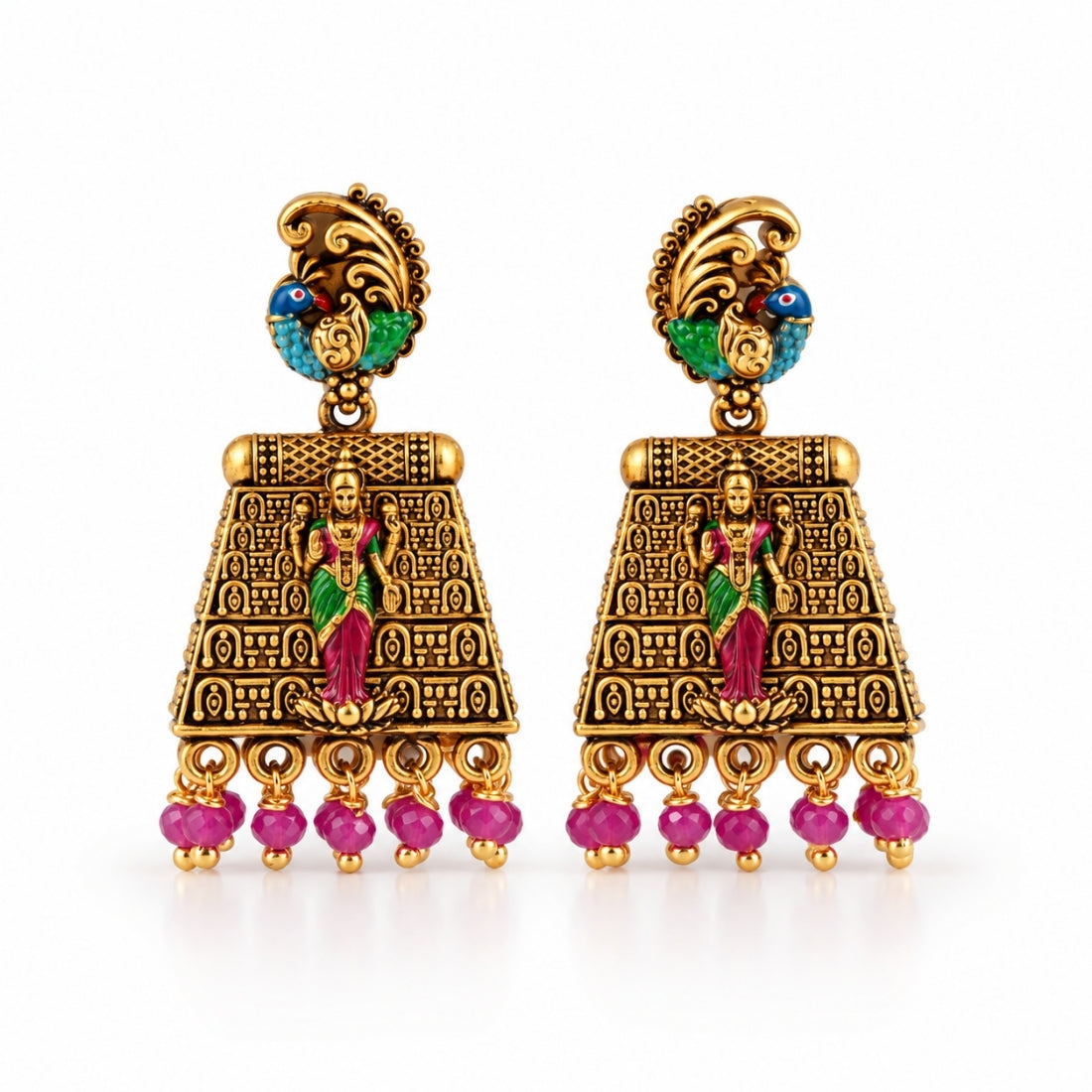 Aura of Mayur Antique Devi Temple Jhumkas