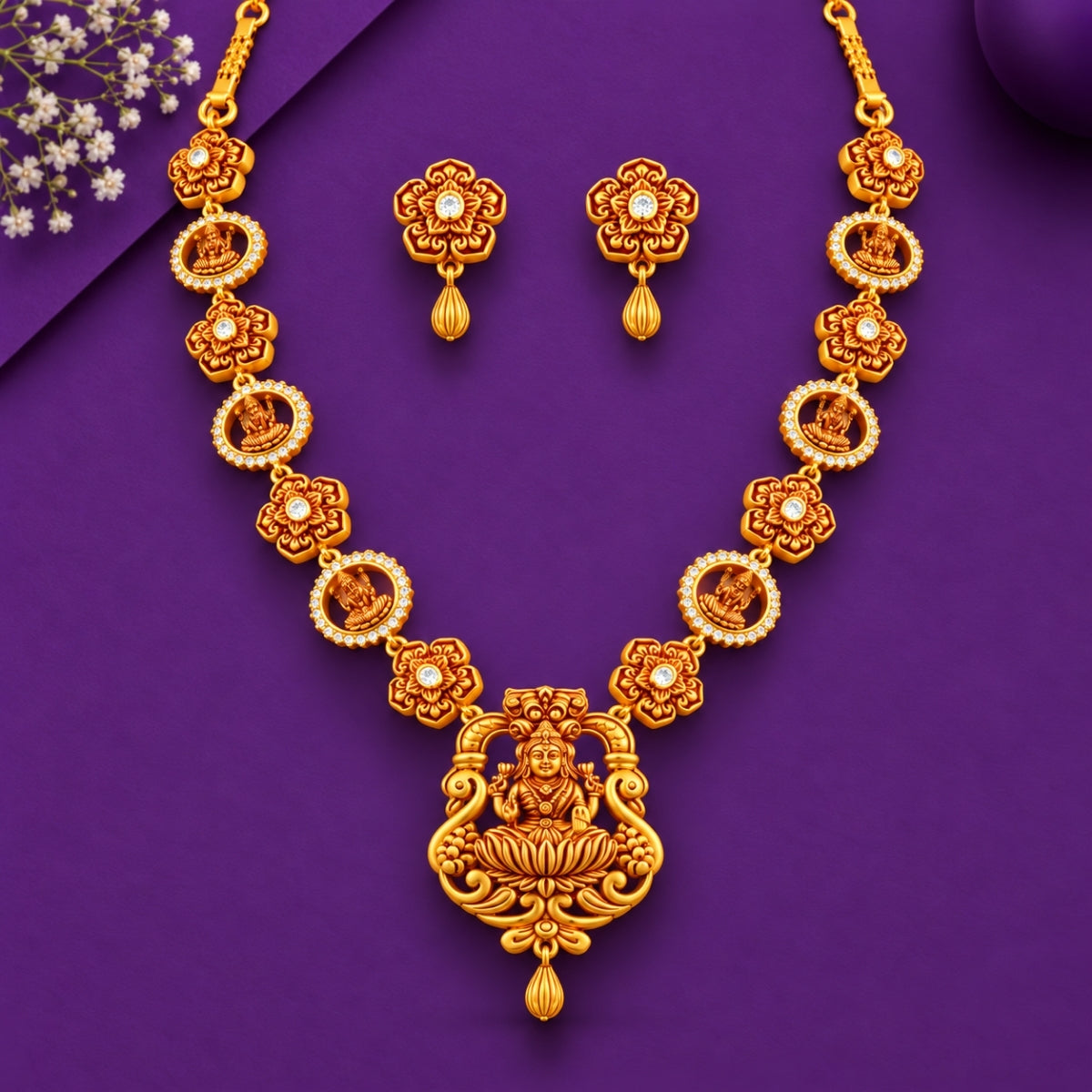 The Divine Lakshmi Shringara 925 Silver Gold-Plated Temple Set