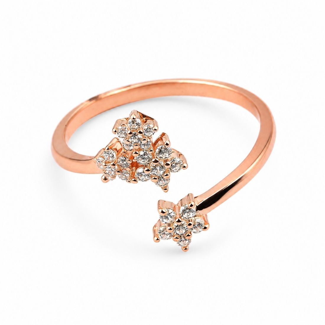 Rose Gold Meadow Blossom Open Cuff 925 Silver Ring