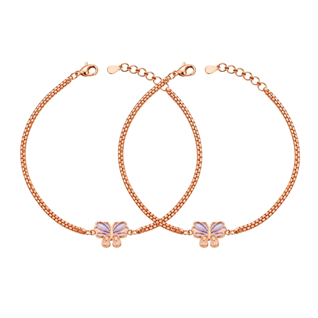The Lavender Dream Rose Gold 925 Silver Anklet Pair
