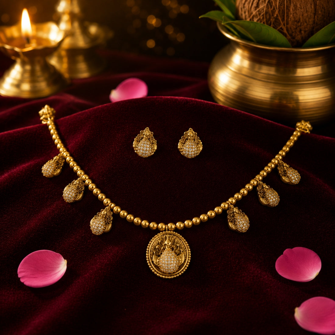 The Mayura Guttapusalu 925 Silver Medallion Set