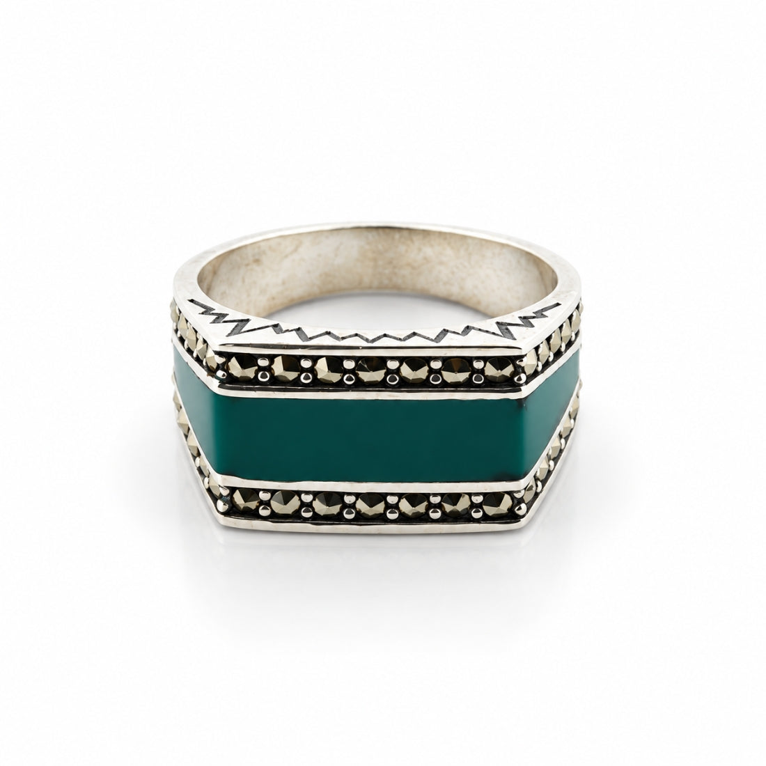 The Teal Horizon Geometric 925 Silver Ring