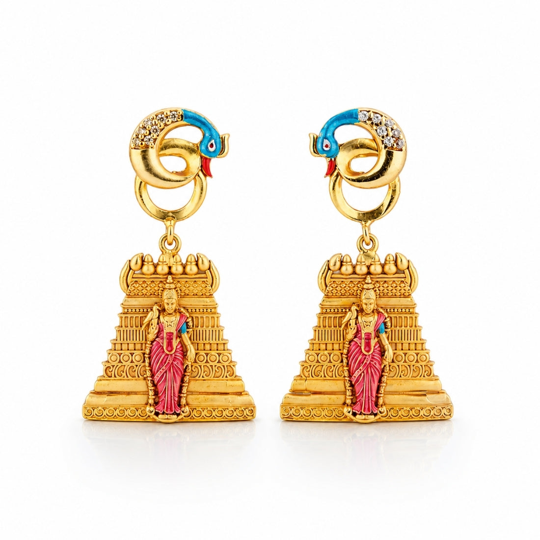 The Meenakshi Amman Gopuram Drops (Gold-Plated 925 Sterling Silver)
