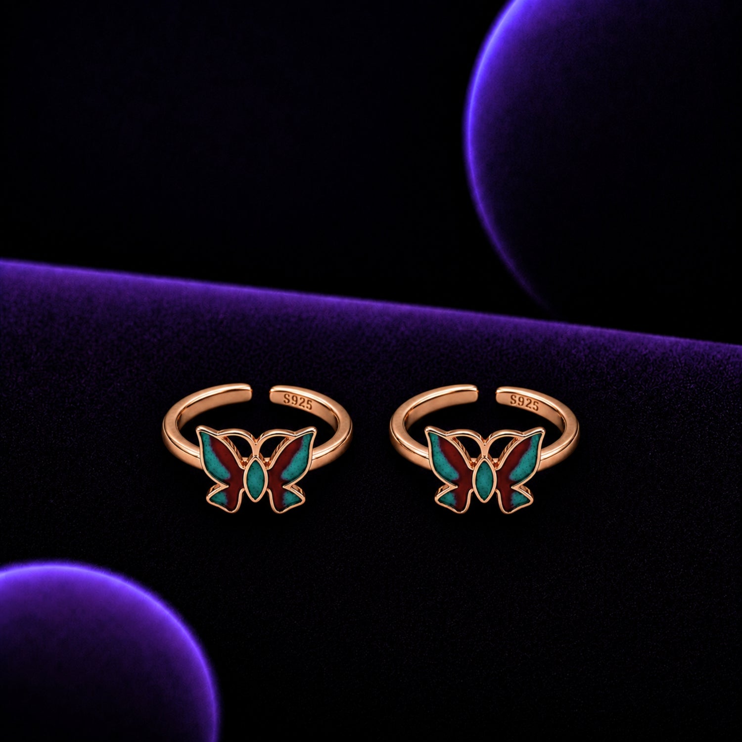 The Mariposa Dream Adjustable 925 Silver Toe Ring Set