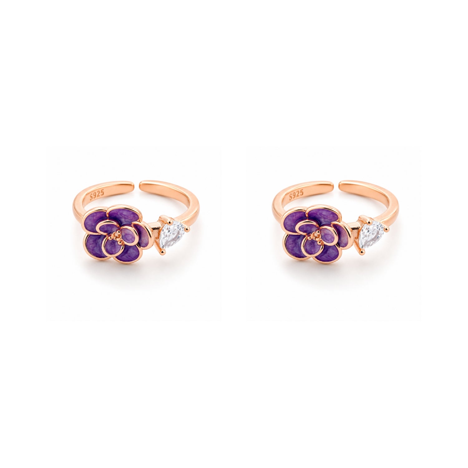 Amethyst Rose 925 Silver Toe Rings