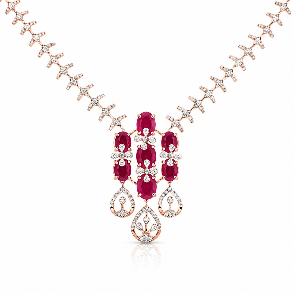 The Regal Ruby Blossom Tiered Choker