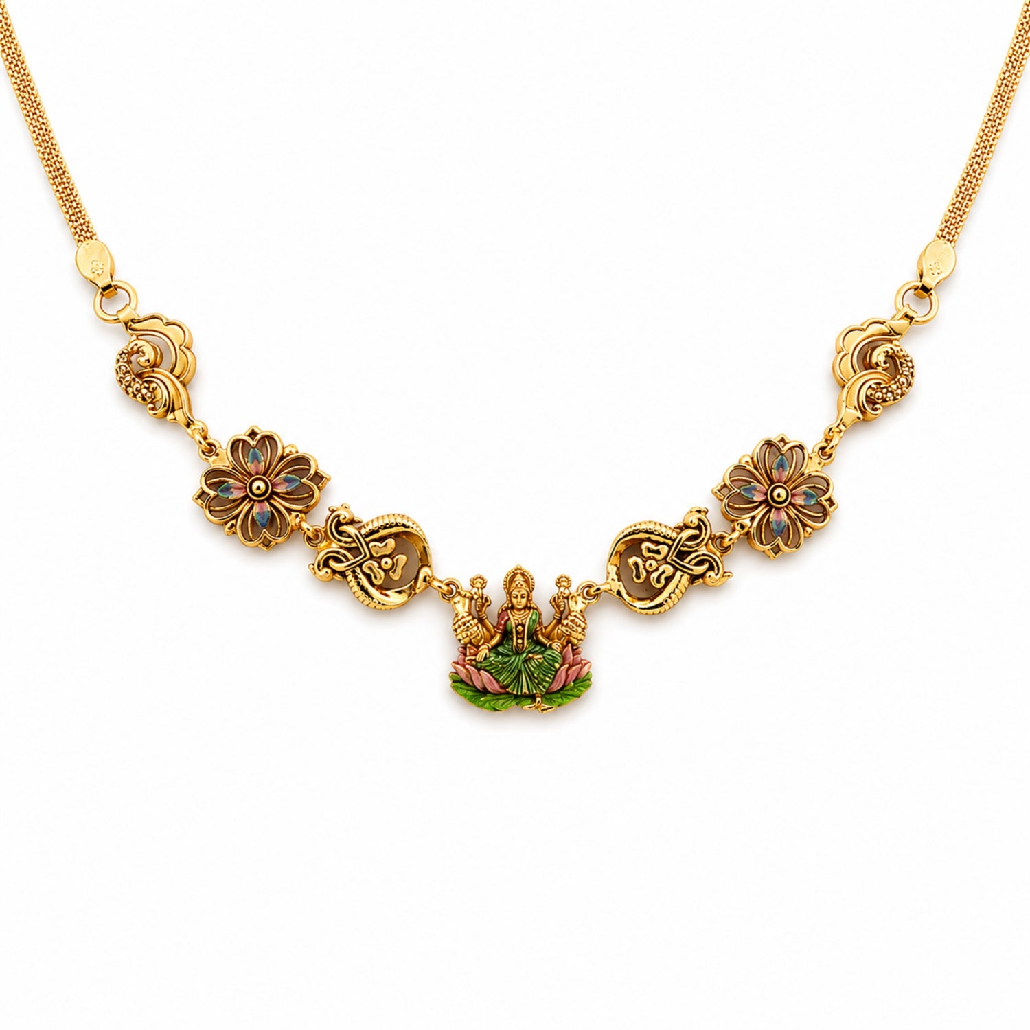 The Marakata Lakshmi Enamel Silver Choker
