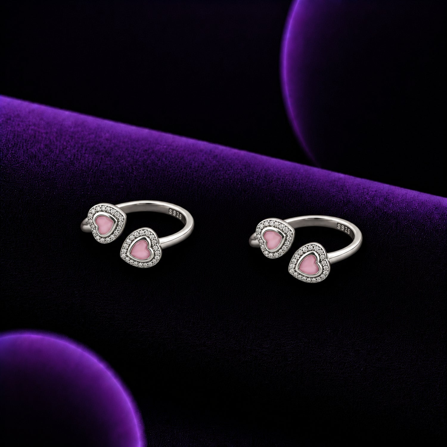 The Sweetheart Bypass Adjustable 925 Silver Toe Ring Set
