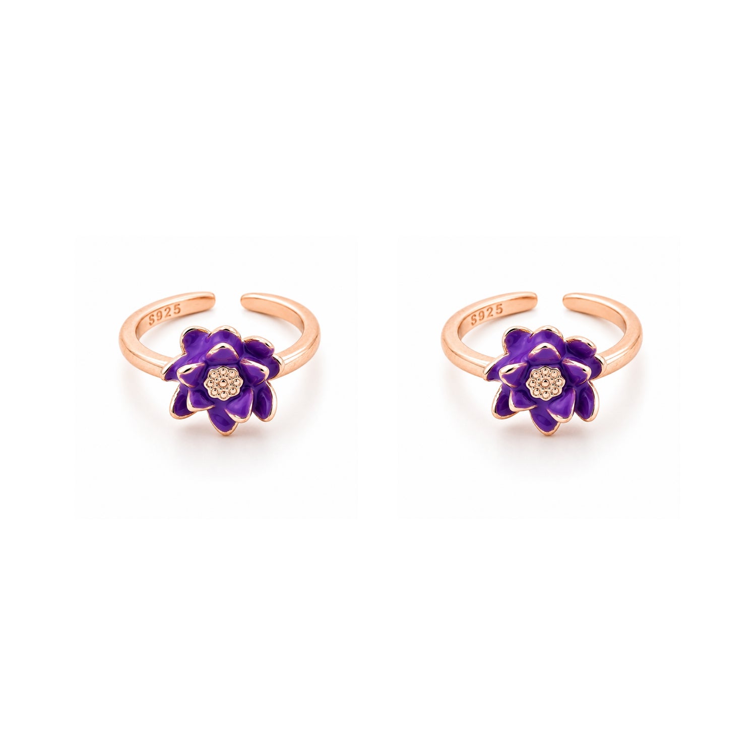 The Violet Lotus Adjustable 925 Silver Toe Ring Set