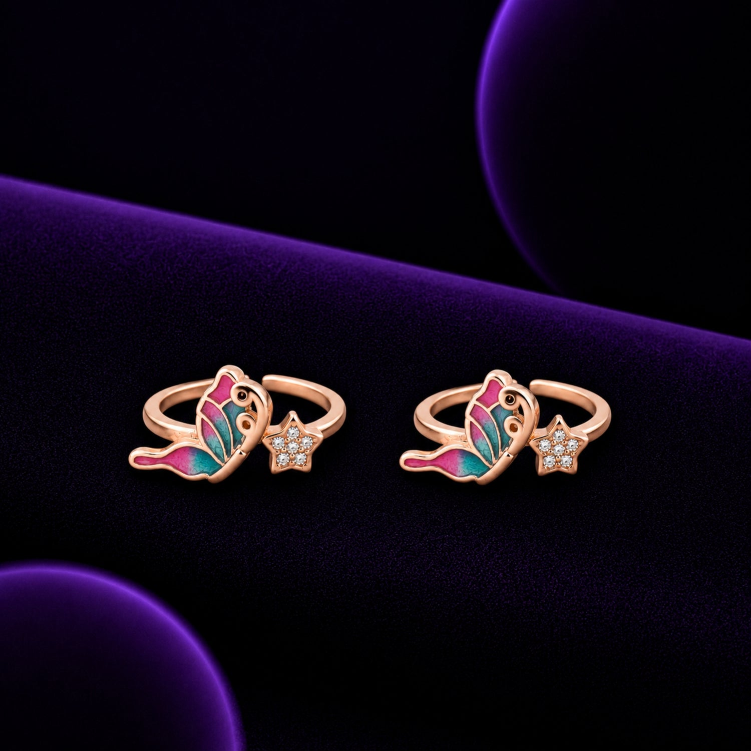 Stardust Butterfly 925 Silver Toe Rings