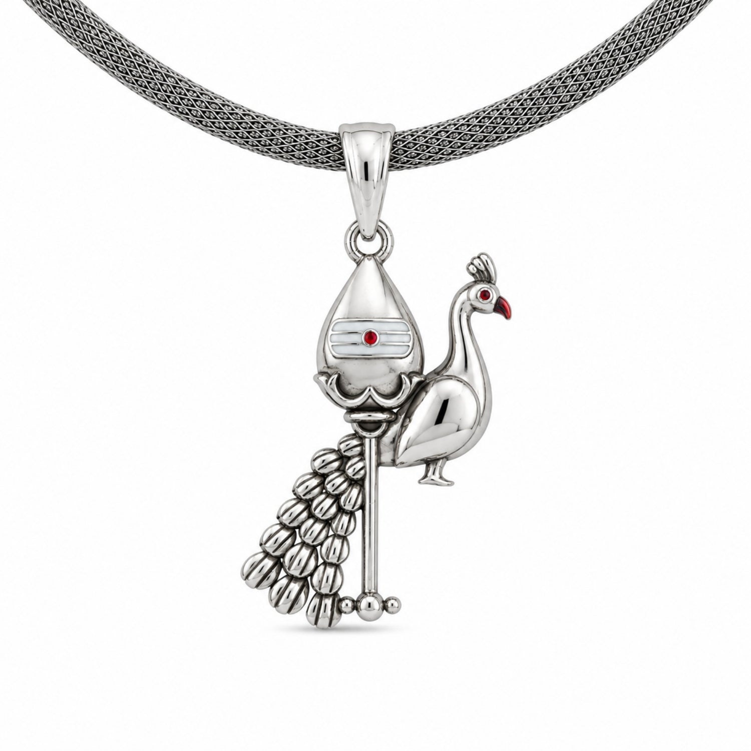 925 Sterling Silver Vel & Peacock Pendant