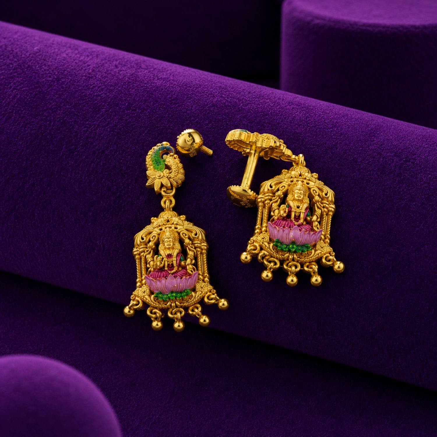 Lakshmi Peacock Temple Jhumka Earrings