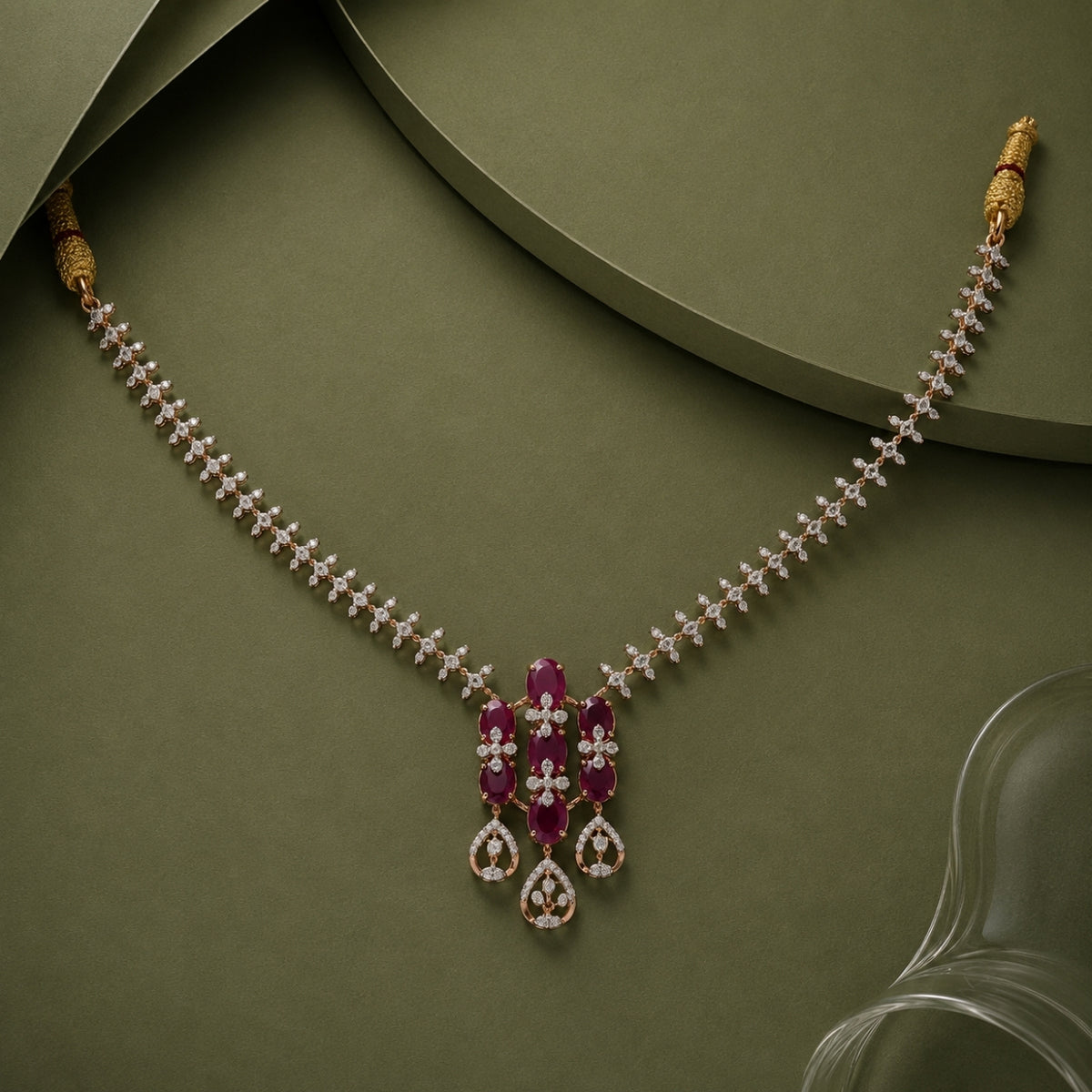 The Regal Ruby Blossom Tiered Choker