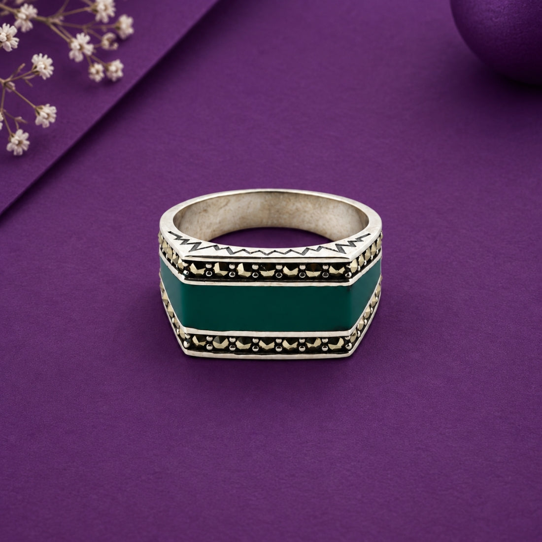 The Teal Horizon Geometric 925 Silver Ring