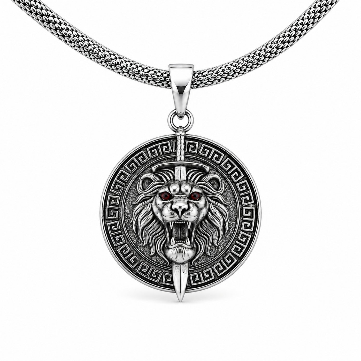 925 Sterling Silver The Gladiator Sword & Lion Pendant