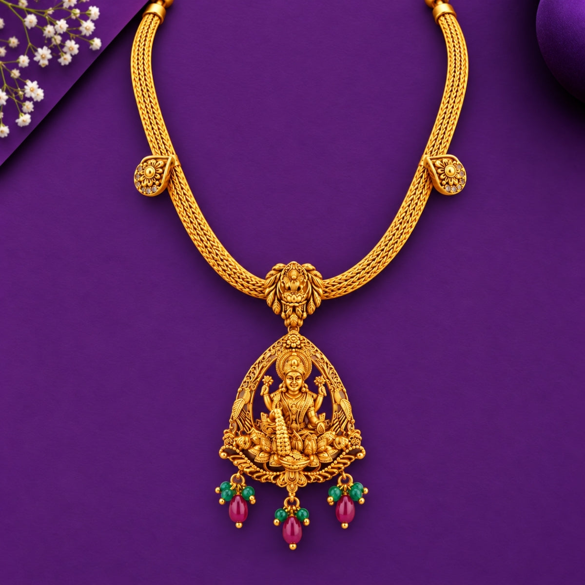 The Simha Lakshmi Nakkasi 925 Gold Plated Silver Necklace