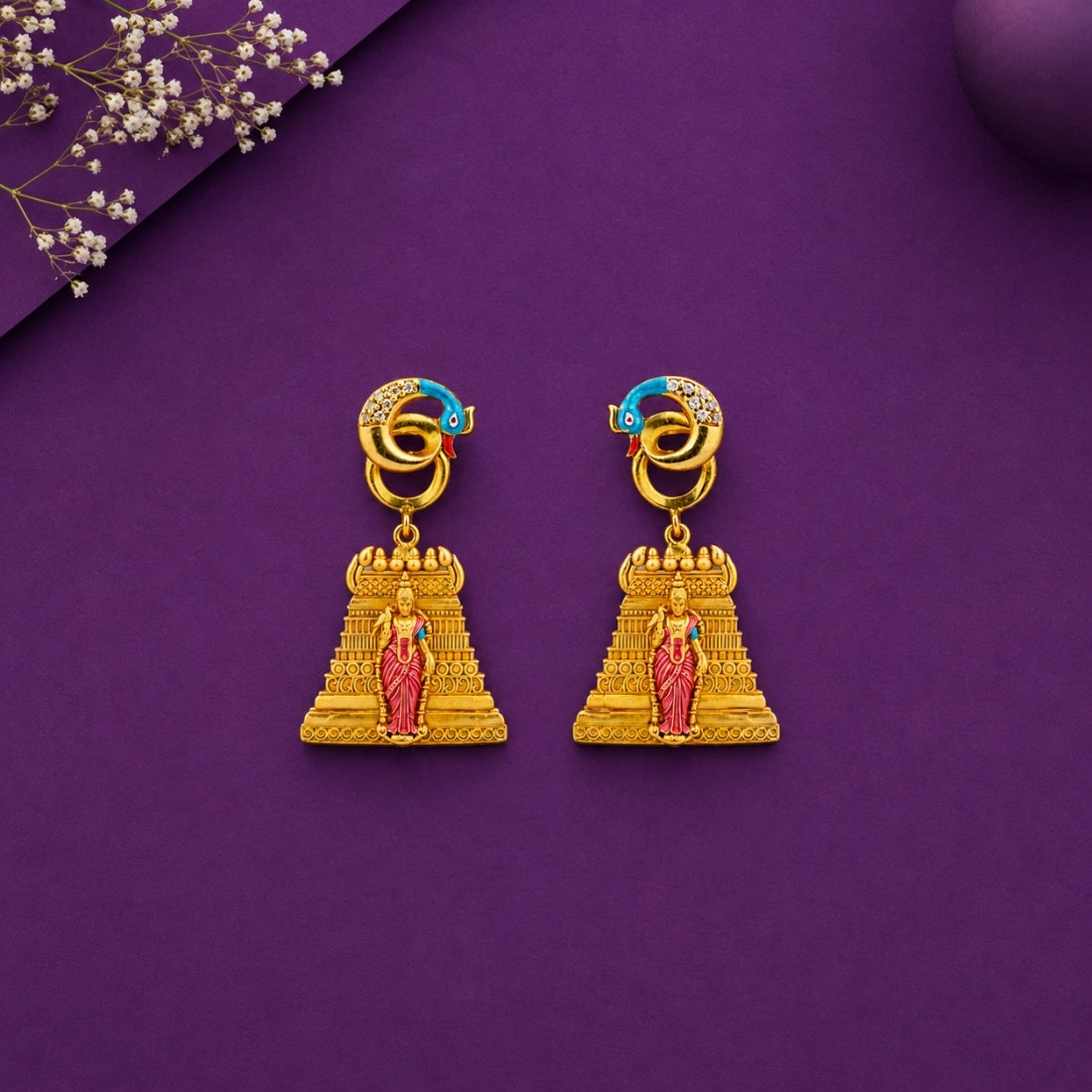 The Meenakshi Amman Gopuram Drops (Gold-Plated 925 Sterling Silver)