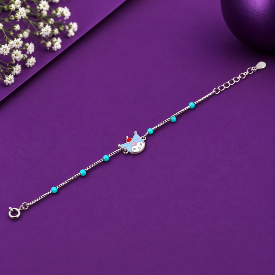 Royal Cinnamoroll 925 Sterling Silver Enamel Character Kids Bracelet