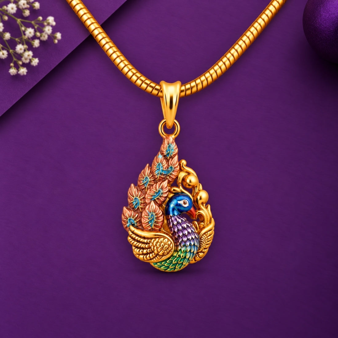 The Mayura Kalap 925 Silver Gold Plated Teardrop Pendant