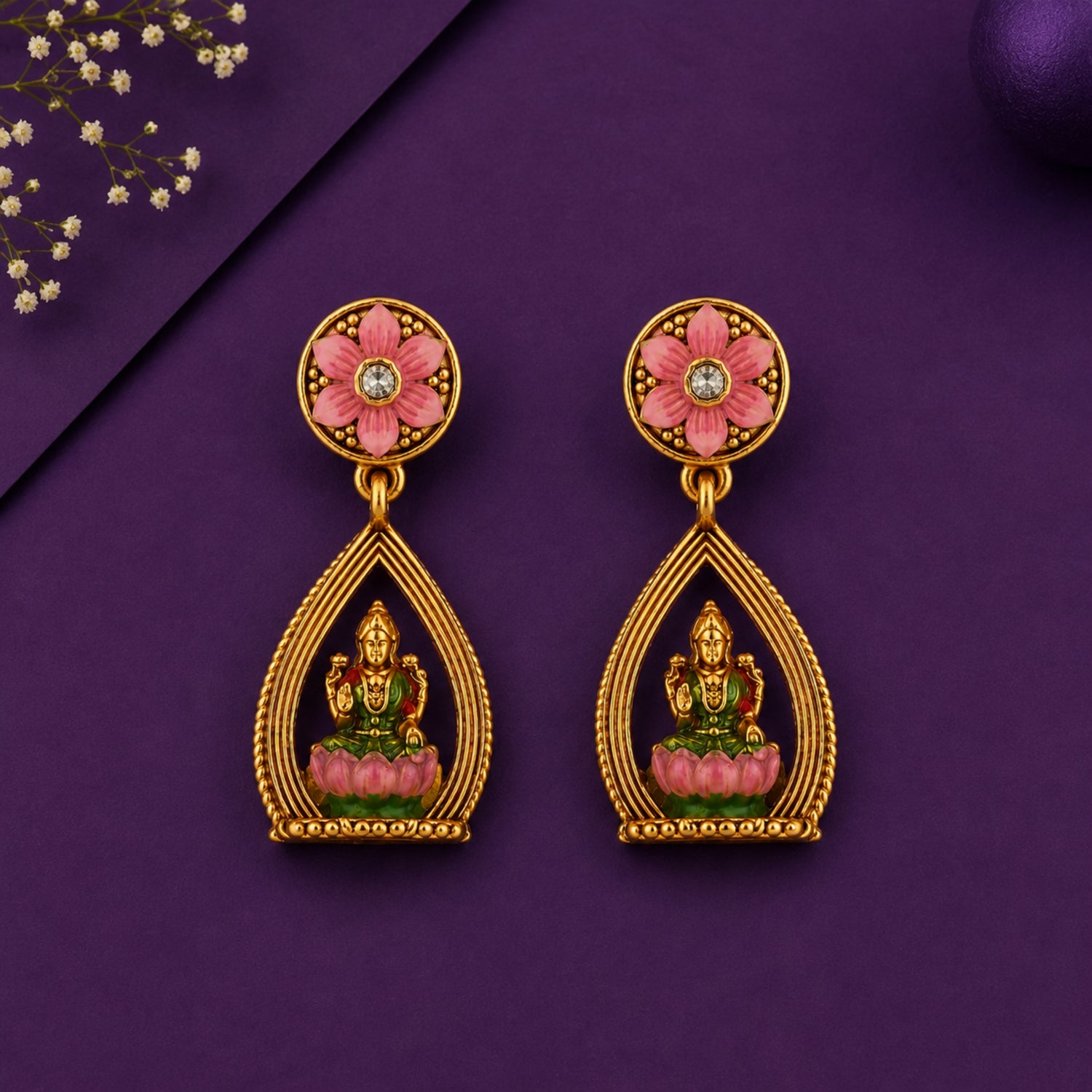 The Padmapriya Goddess Lakshmi 925 Silver Earrings