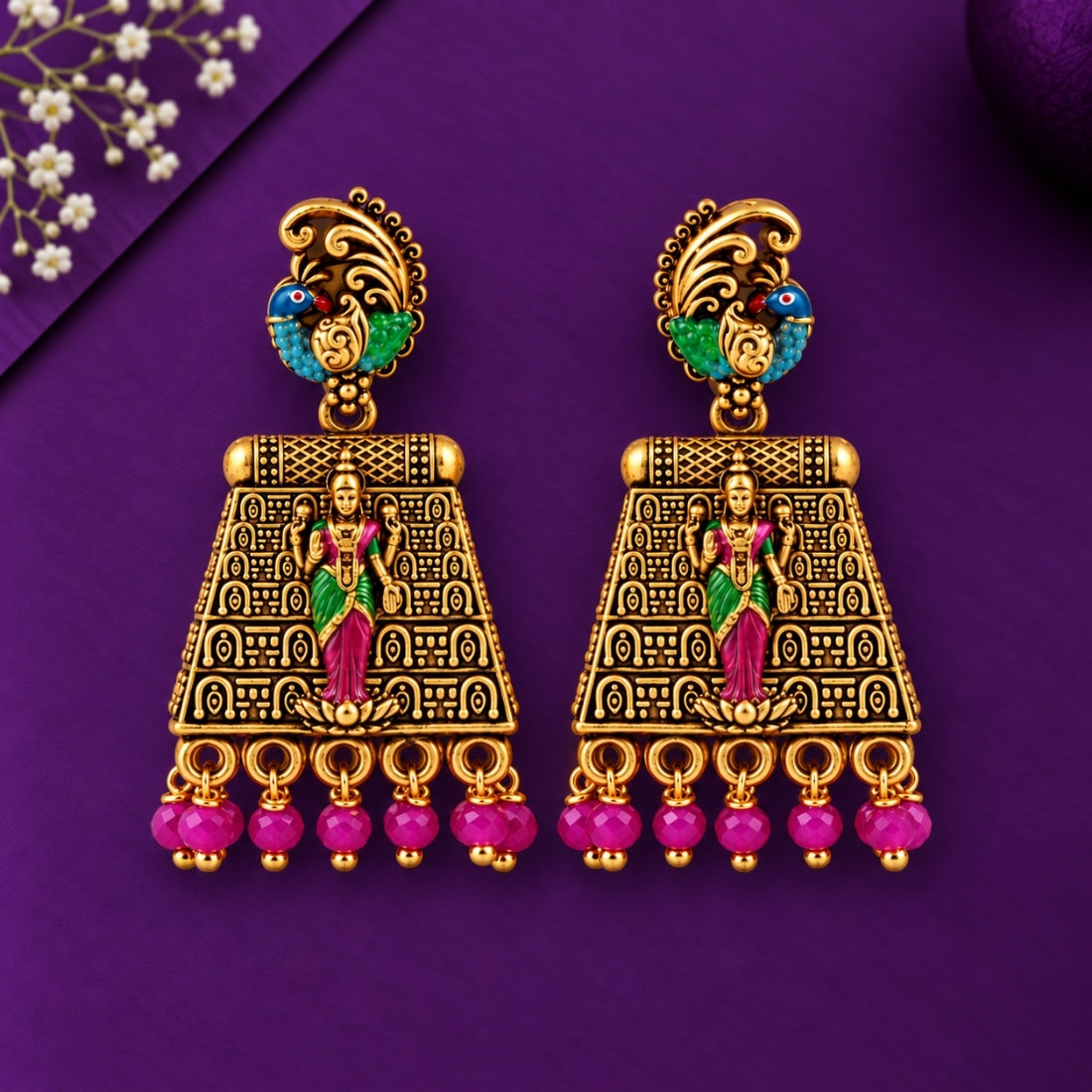 Aura of Mayur Antique Devi Temple Jhumkas