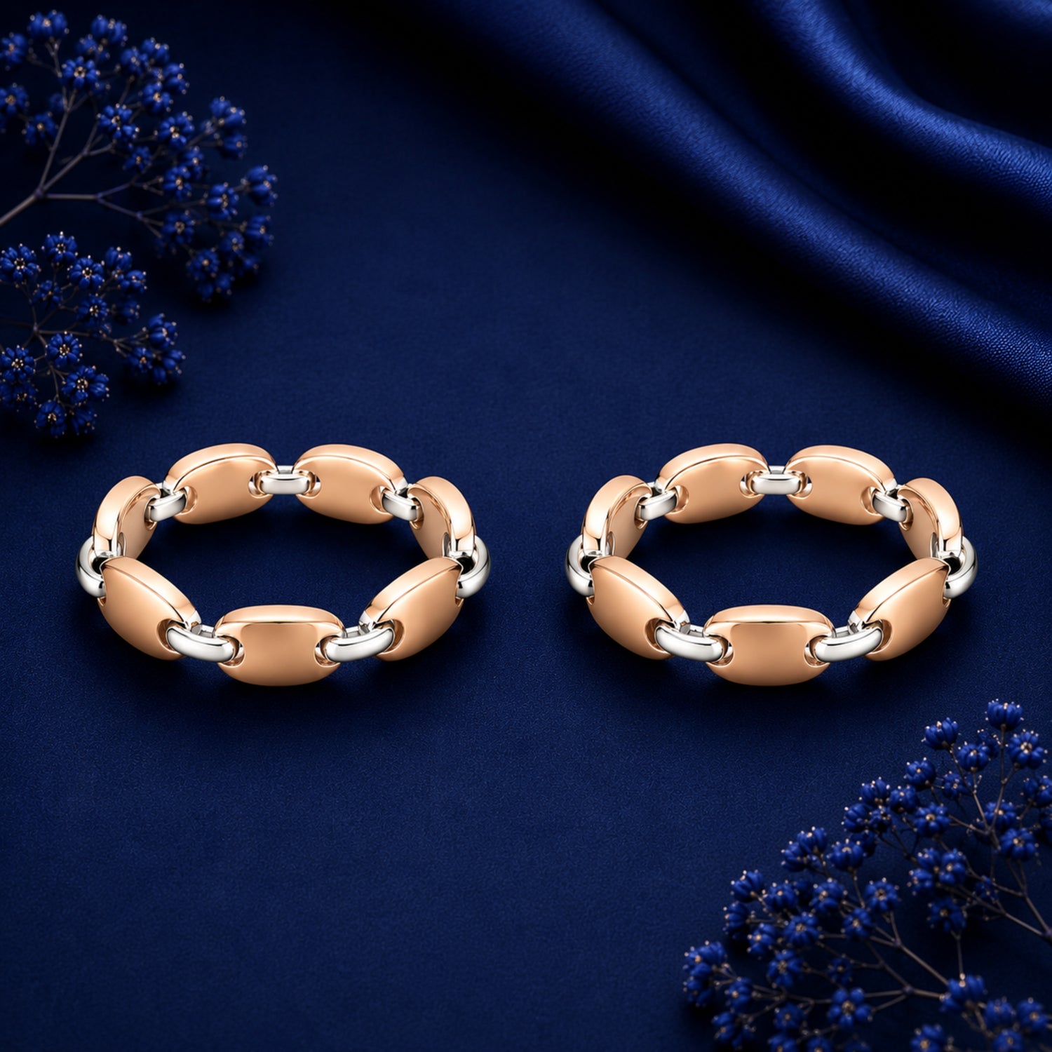 The Marina Link Dual-Tone Toe Ring Pair