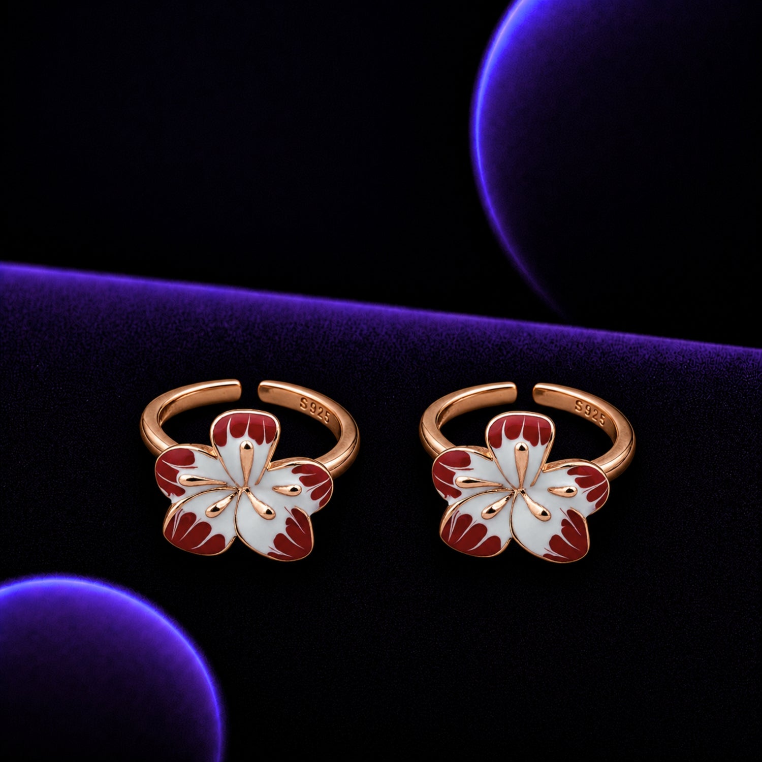 Scarlet Bloom 925 Silver Toe Rings