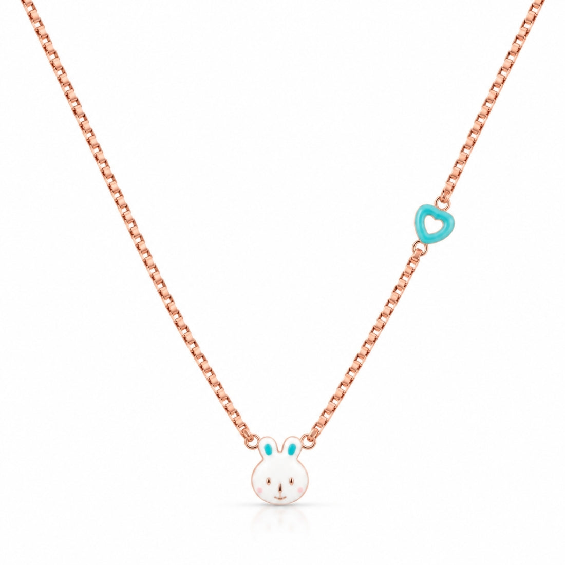 The Azure Heart Bunny 925 Silver Rose Gold Chain
