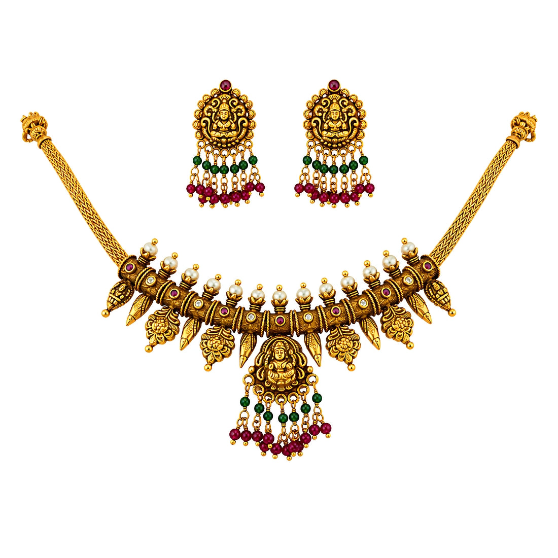 The Rajasi Lakshmi Hasli 925 Silver Necklace Set