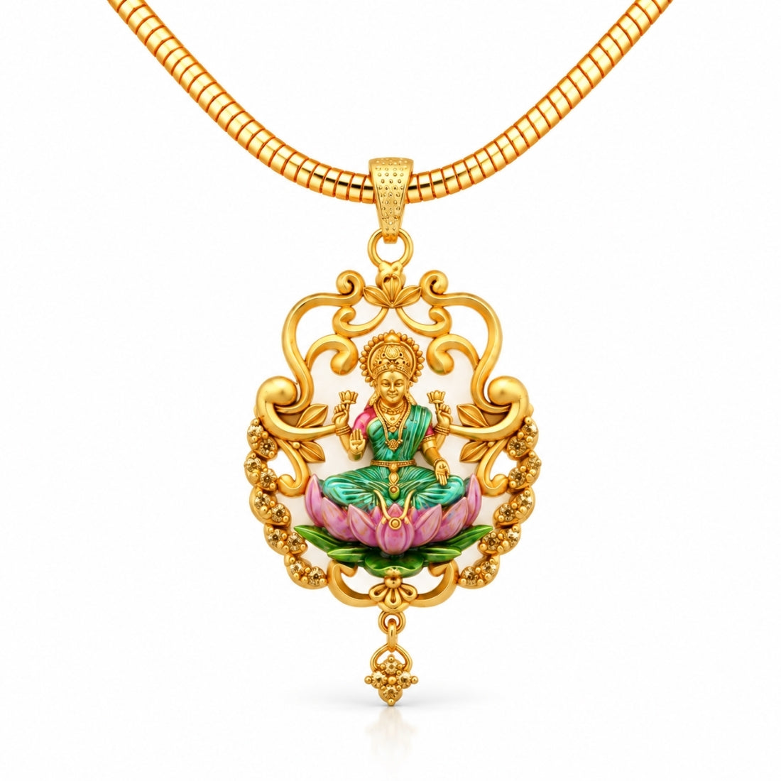 The Lakshmi Pushpanjali 925 Silver Gold Plated Medallion Pendant