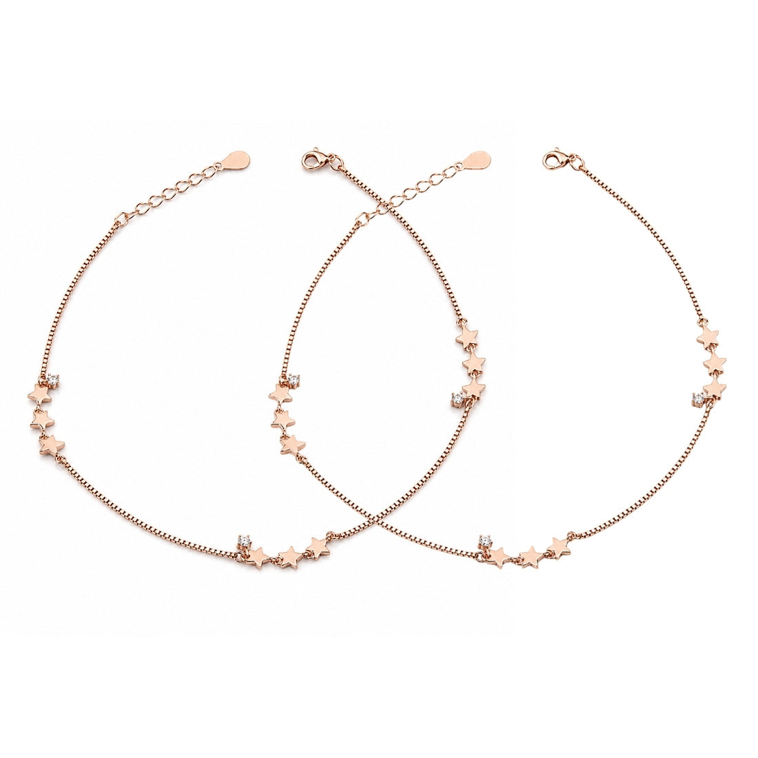 Celestial Glow Rose Gold Anklet Pair