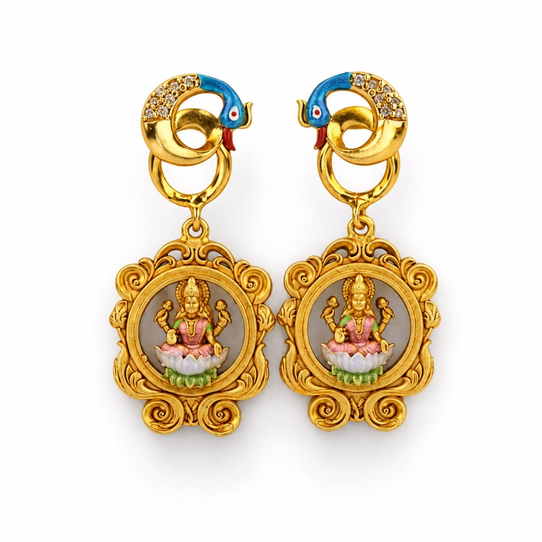 The Padmasana Lakshmi Baroque Frame Drops (Gold-Plated 925 Sterling Silver)