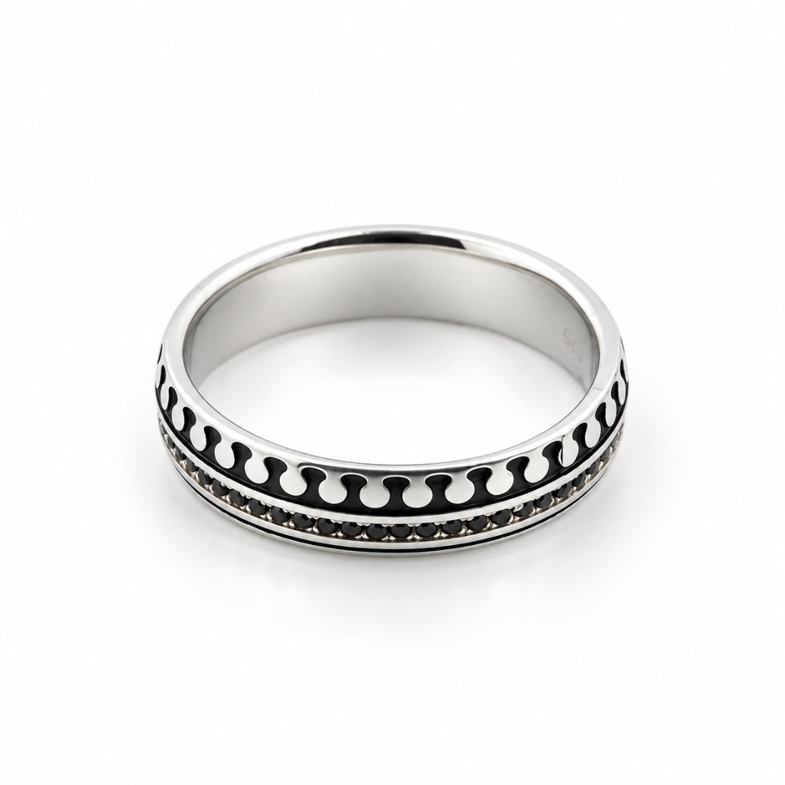 The Oxidized Droplet 925 Silver Eternity Band