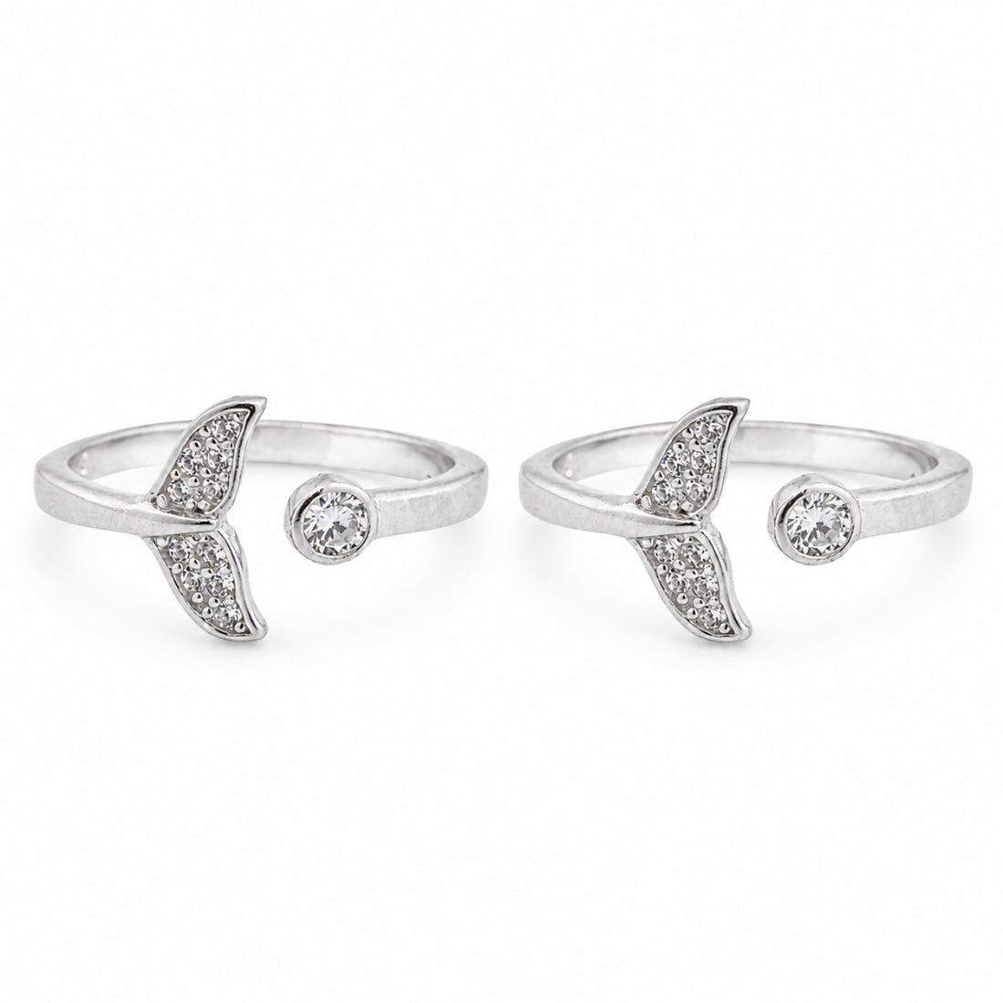 The Matsya Mermaid Tail Silver Toe Rings (925 Sterling Silver Pair)