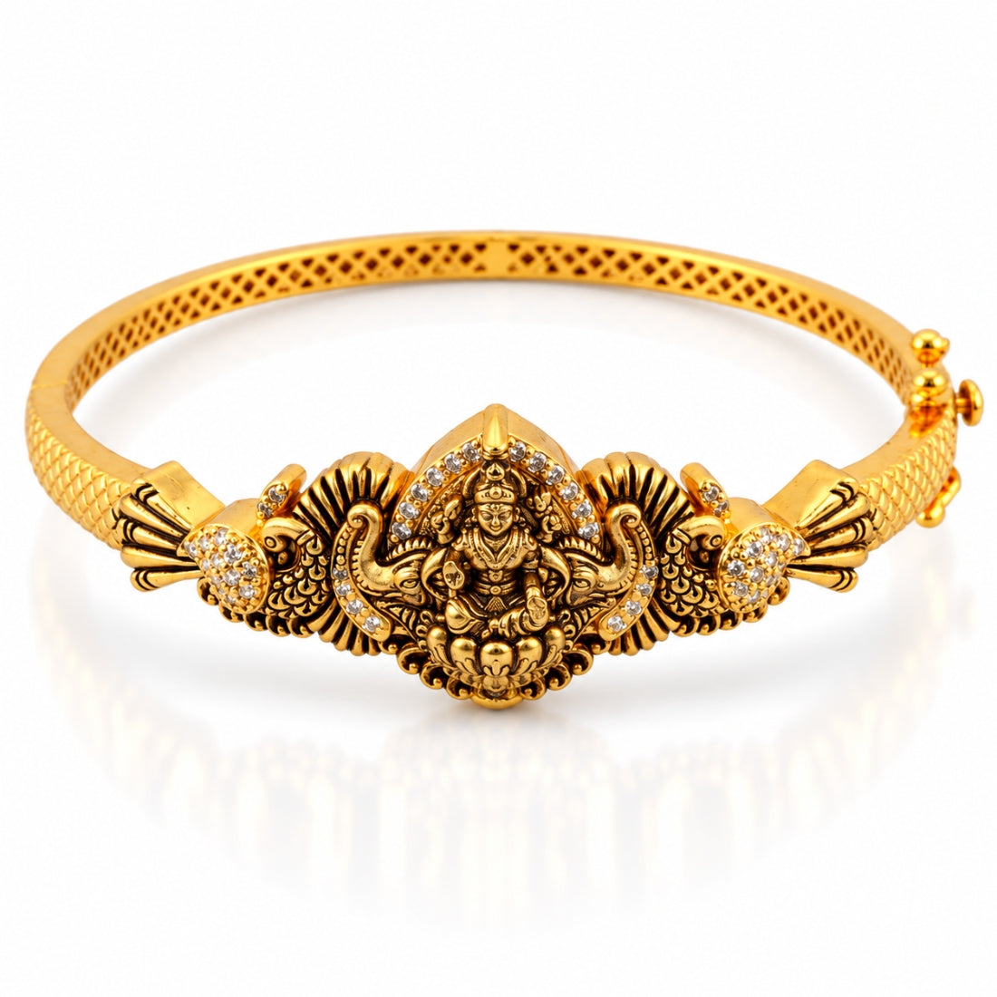 The Royal Lakshmi Teardrop-Crown Peacock Antique 925 Silver Kada