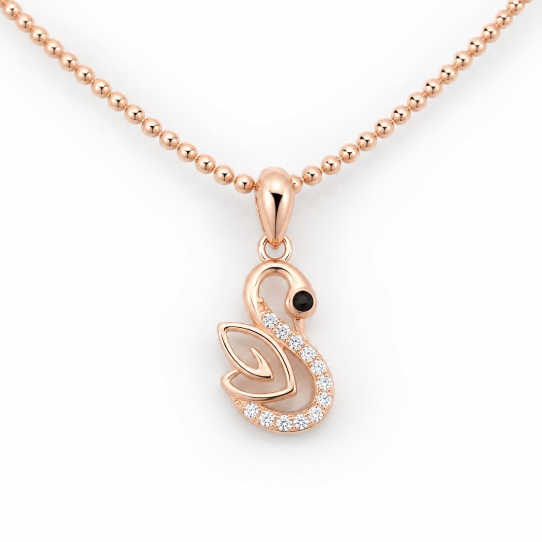 The Graceful Swan Serenade 925 Silver Rose Gold Pendant