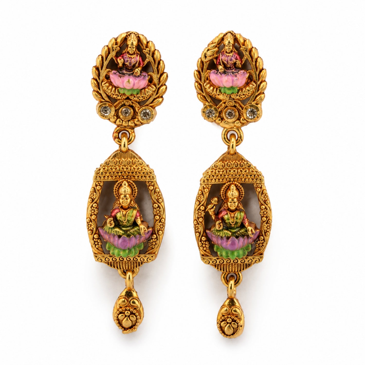Divine Lakshmi Shrine Arch Gold-Plated 925 Silver Drops